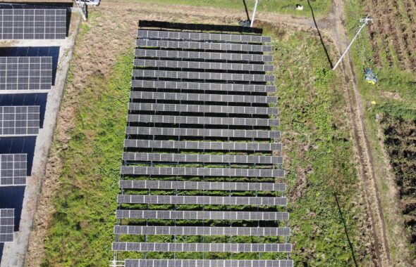 太陽光パネル点検　太陽光パネル　ソーラーパネル　ぐんまソーラーメンテ相談室　太陽光メンテナンス　ドローン　航空写真
